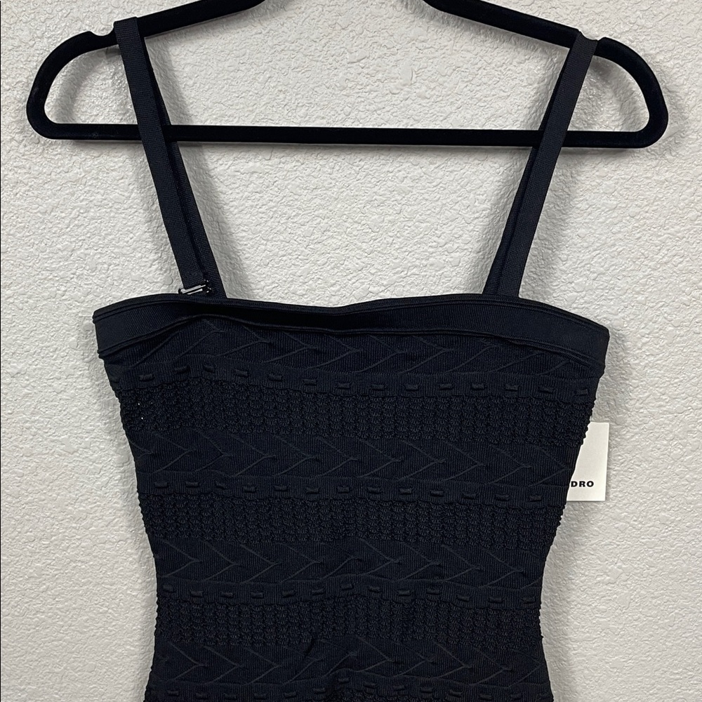 NWT Sandro Maldives Knit Fringe Strapless Dress Black Tight Bodycon Sz 40 - Picture 5 of 14